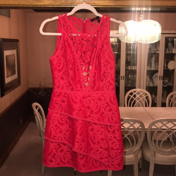 BCBGMaxAzria Dresses & Skirts - BCBGMAXAZRIA Red Mini Lace Dress